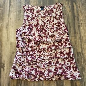 Ann Taylor red & white floral ruffles top